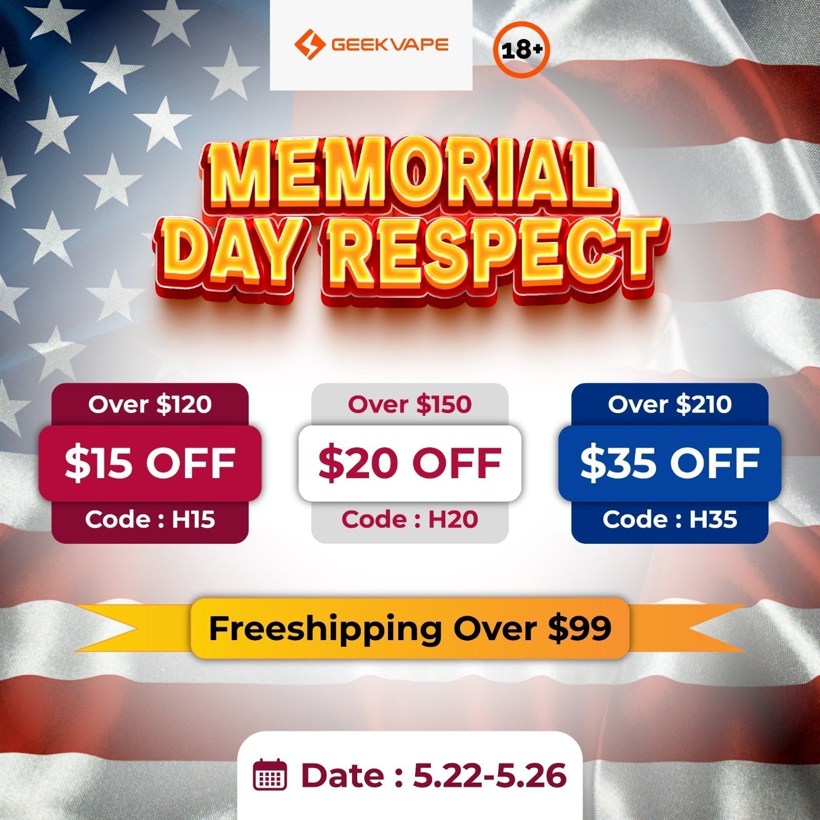 Up to $35 OFF! Memorial Day Respect! Geekvape Store Up to $35 OFF! Memorial Day Respect! Geekvape Store